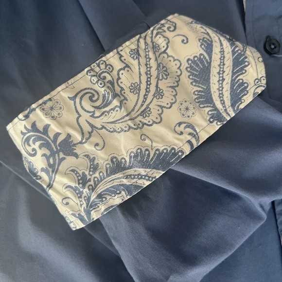 Victorious Men Button Up Shirt Blue Embroidered Rhinestones 2XL - Picture 3 of 4